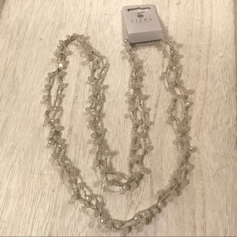 Liza’s Jewellery Grey/Clear Crystal 36’’ Necklace